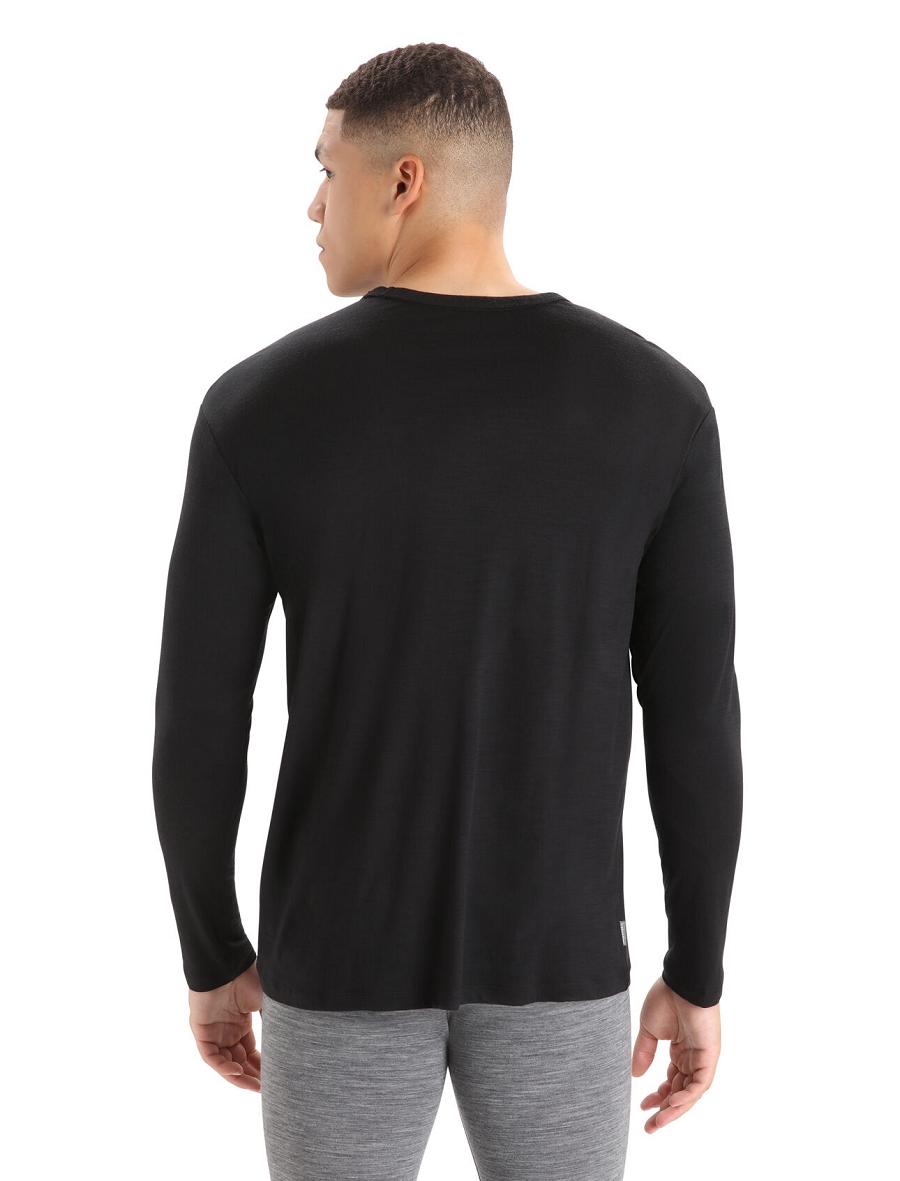 Long Sleeve Icebreaker Merino Granary Pocket T-Shirt Homme Noir | FR 1239NWYB